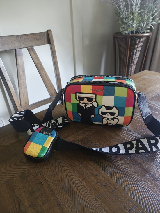 Karl Lagerfeld Handbags - Karl Lagerfeld Multicolor Check Camera Bag with Strap